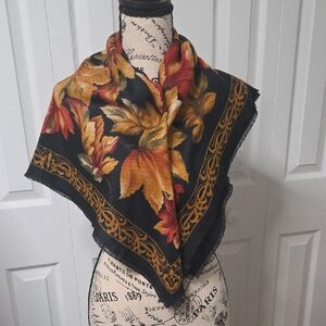 Floral Black and Gold Scarf